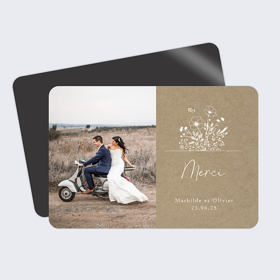 Magnet remerciement mariage Bouquet Champêtre Recto
