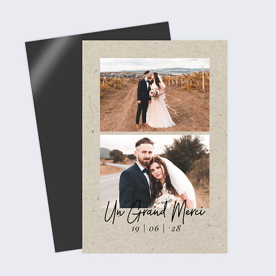 Magnet remerciement mariage Esprit Chiné II Recto