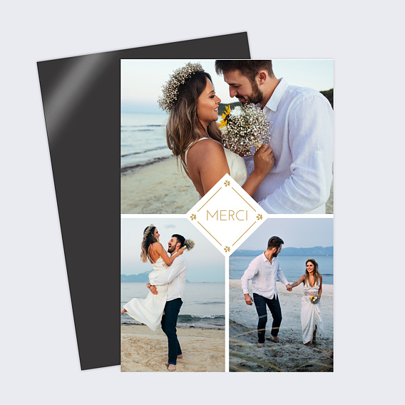 Magnet remerciement mariage Losange Fleuri Recto