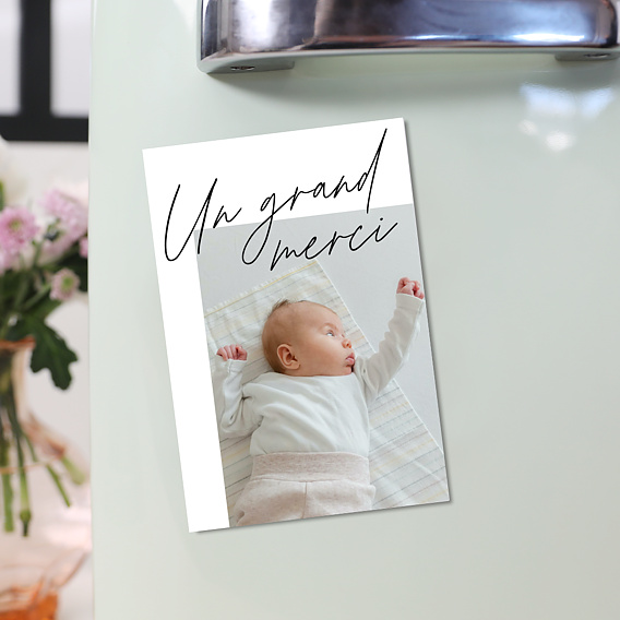 Magnet remerciements naissance Grande Typo