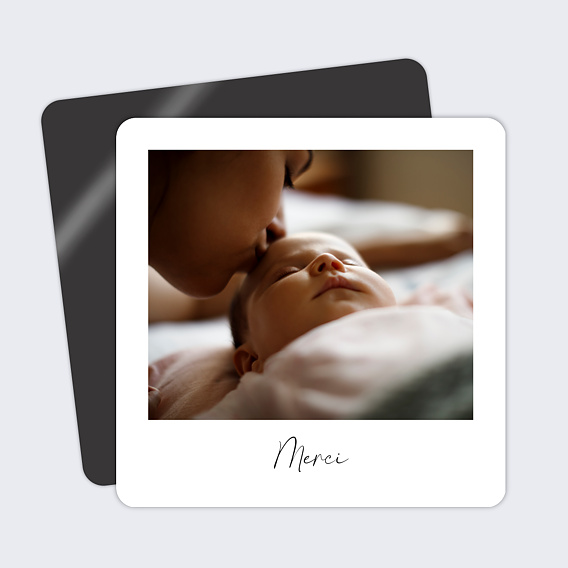 Magnet remerciements naissance Polaroïd Classique