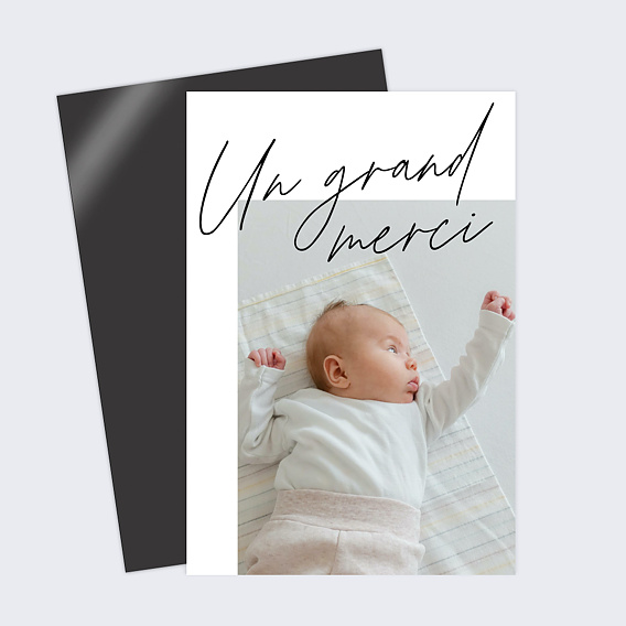 Magnet remerciements naissance Grande Typo Recto