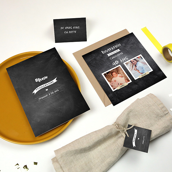 Marque-place anniversaire  Ardoise Avant Après Après 2