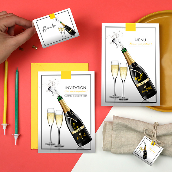 Marque-place Anniversaire Champagne