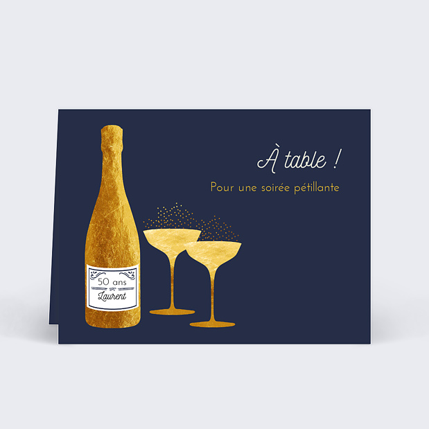 Marque-Place anniversaire Bulles dorées Verso