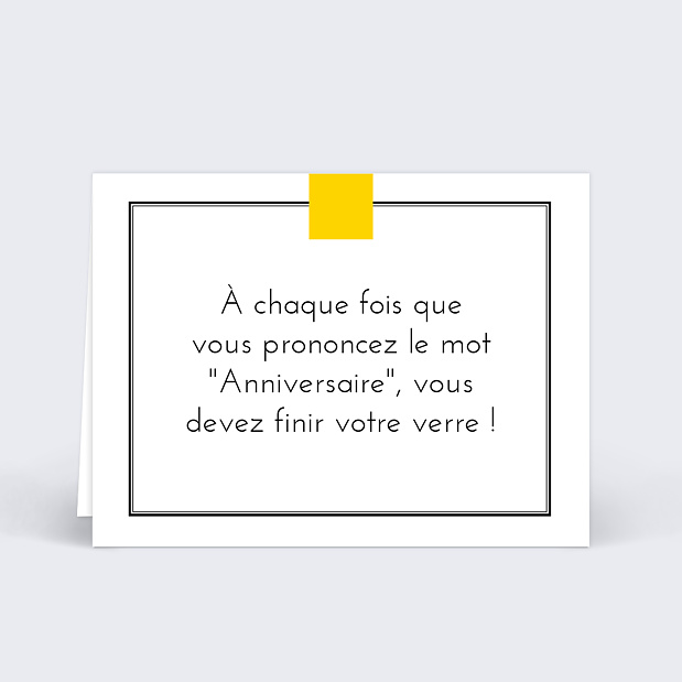 Marque-place anniversaire champagne Verso