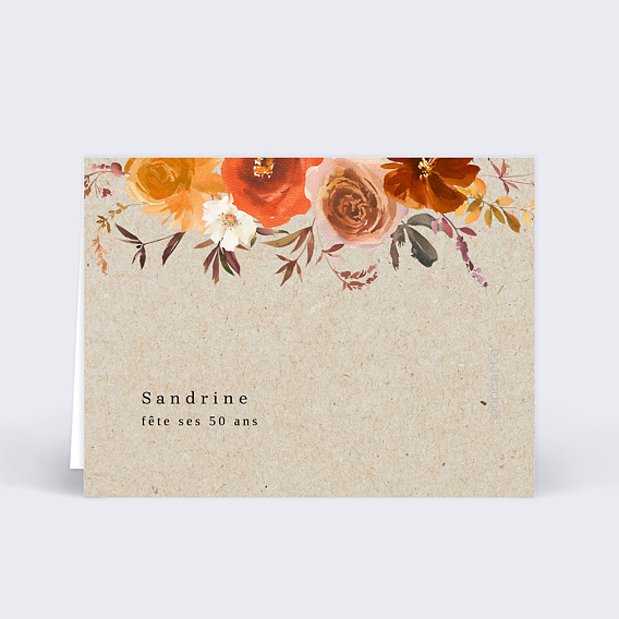 Marque-place anniversaire  Bouquet Parfumé Verso