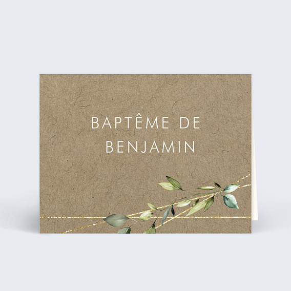 Marque-place baptême Nature Kraft