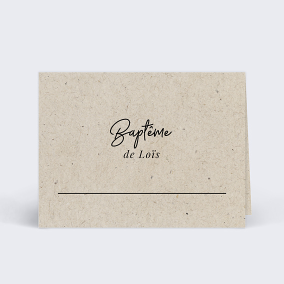Marque-place baptême Esprit Chiné Recto