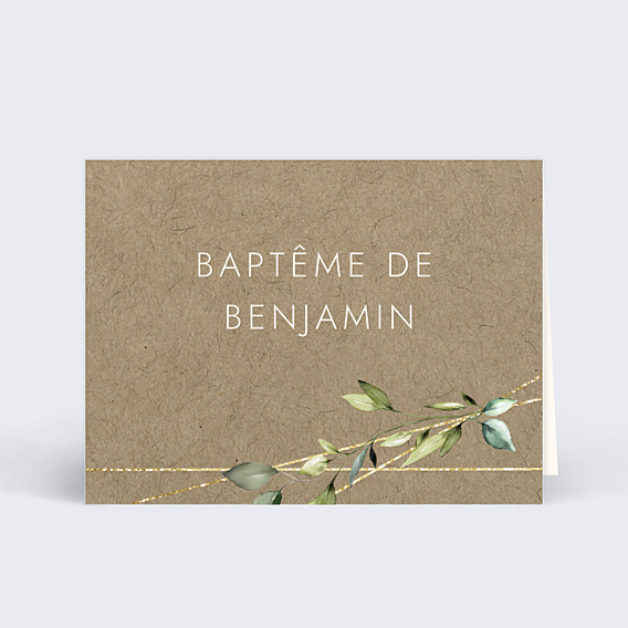 Marque-place Baptême Nature Kraft