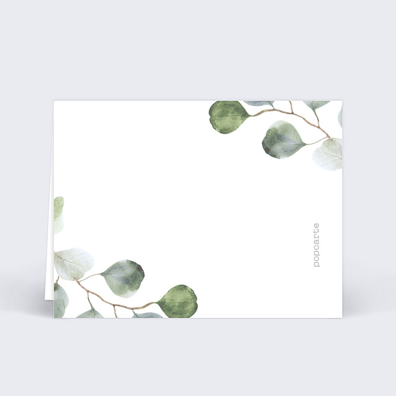 Marque-place baptême Couronne Ocre Eucalyptus Verso