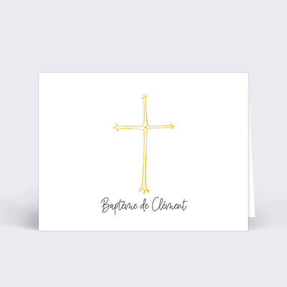 Marque-place Baptême Croix d'or