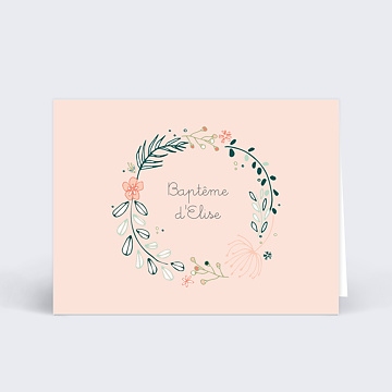 Marque-place Baptme Couronne de fleurs