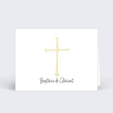Marque-place Baptme Croix d'or