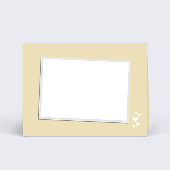 Marque-place mariage Coeurs en fête beige
