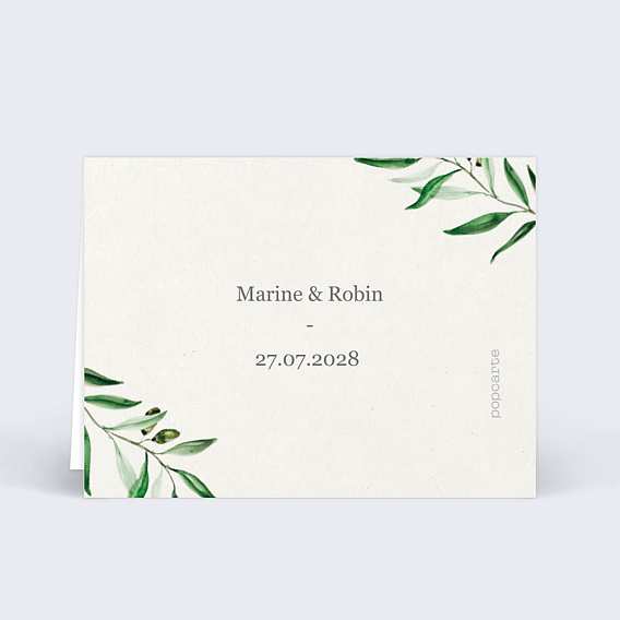 Marque-place mariage Arche et Oliviers Verso