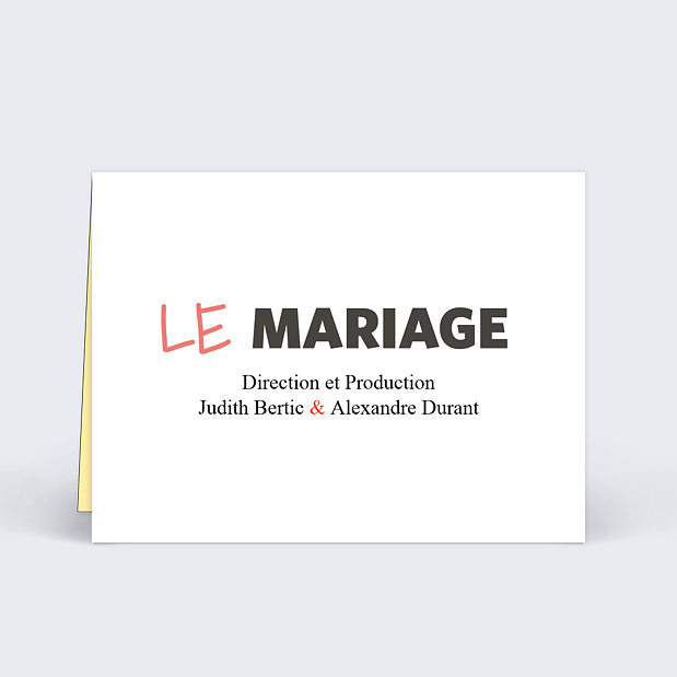 Marque-place Mariage Affiche de Film Verso