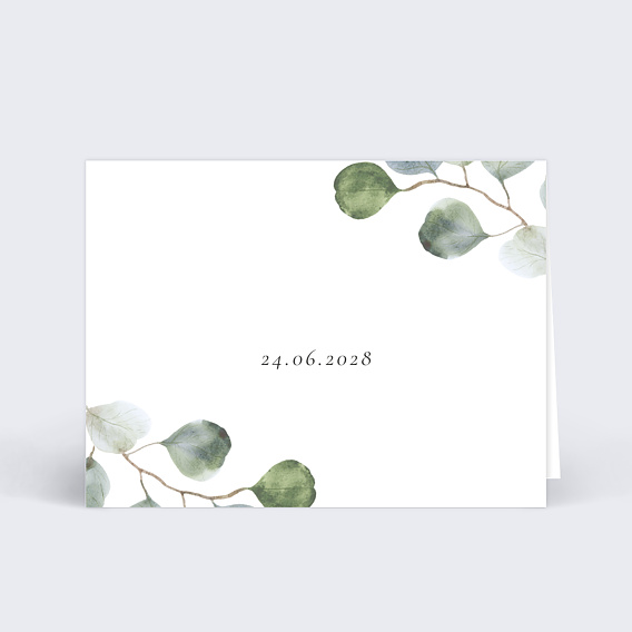 Marque-place mariage Couronne Eucalyptus Minimaliste Recto