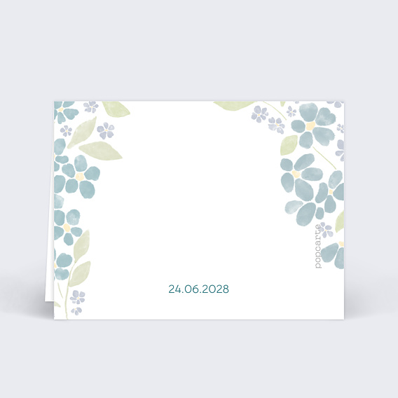 Marque-place mariage Petites fleurs bleues Verso