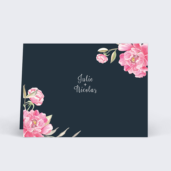 Marque-place mariage Dark Peony Verso