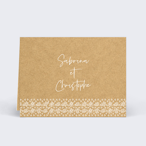 Marque-place mariage Dentelle Kraft Verso