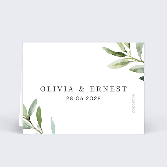 Marque-place mariage Végétal Classique Verso