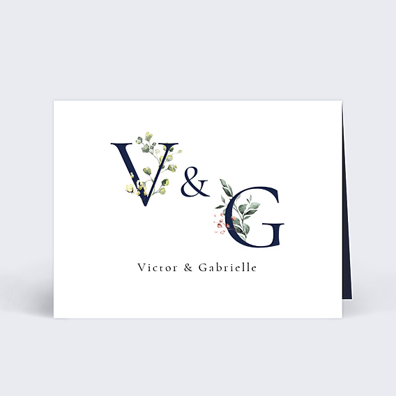 Marque-place Mariage Lettrines Botaniques