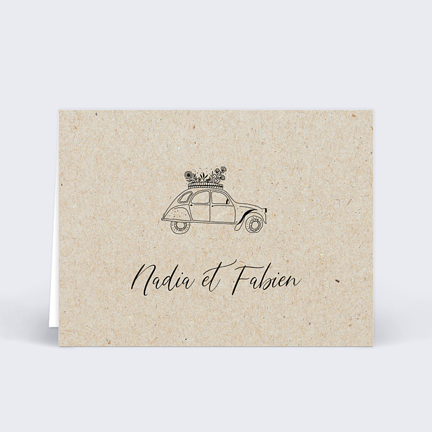 Marque-place Mariage Voyage Vintage Verso