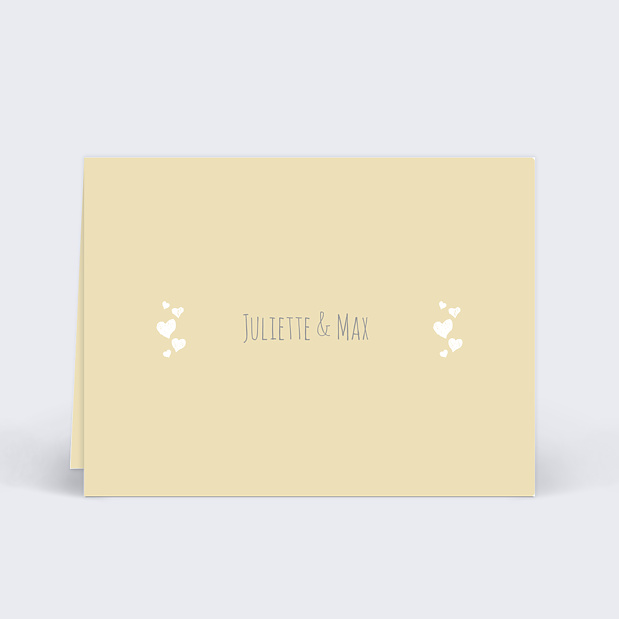Marque-place mariage Coeurs en fête beige Verso