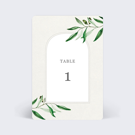 Marque-table mariage Arche et Oliviers