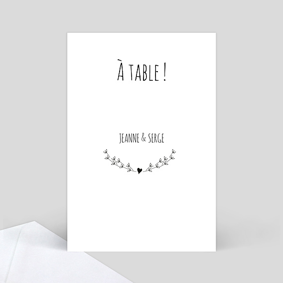 Marque-table Mariage Coeur Bucolique