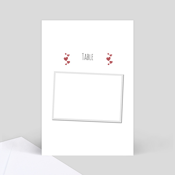 Marque-table Mariage Coeurs en fête