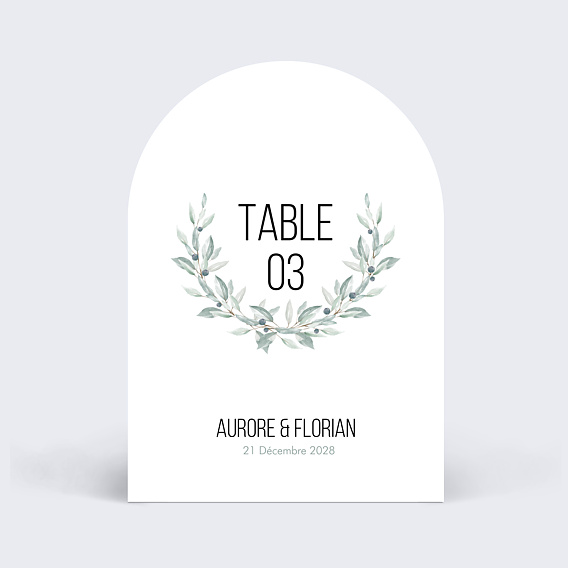 Marque-table mariage Couronne d'Oliviers