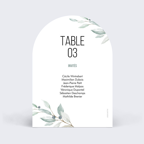 Marque-table mariage Couronne d'Oliviers Verso