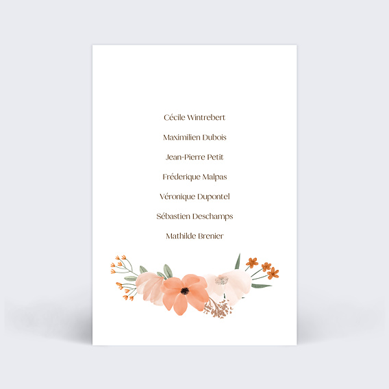 Marque-table mariage Flower of Fall Verso