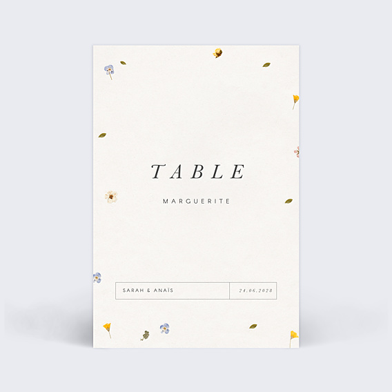Marque-table Mariage Fleurs Pressées