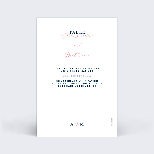 Marque-table Mariage Caractère Verso