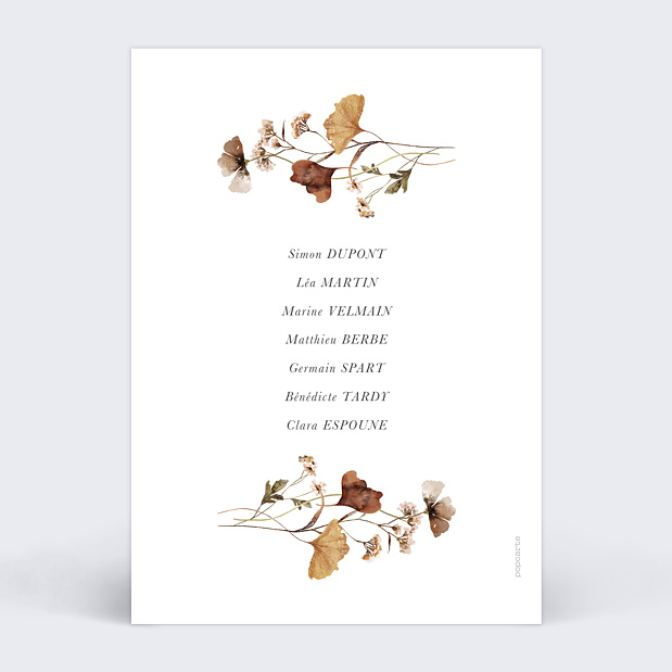 Marque-table Mariage Jardin Sauvage Verso