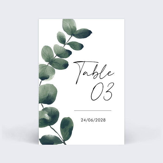 Marque-table Mariage Branche d'Eucalyptus