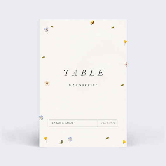 Marque-table Mariage Fleurs Pressées