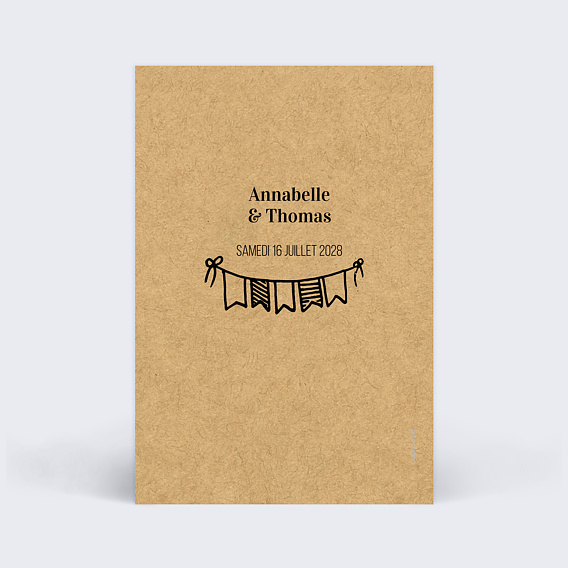 Marque-table mariage Petit Carnet Verso