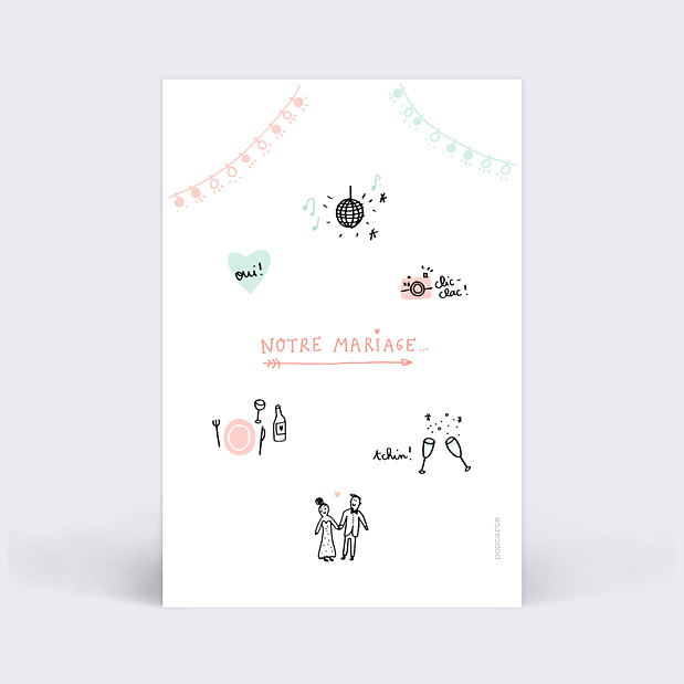 Marque-table Mariage Mariage Illustré Verso