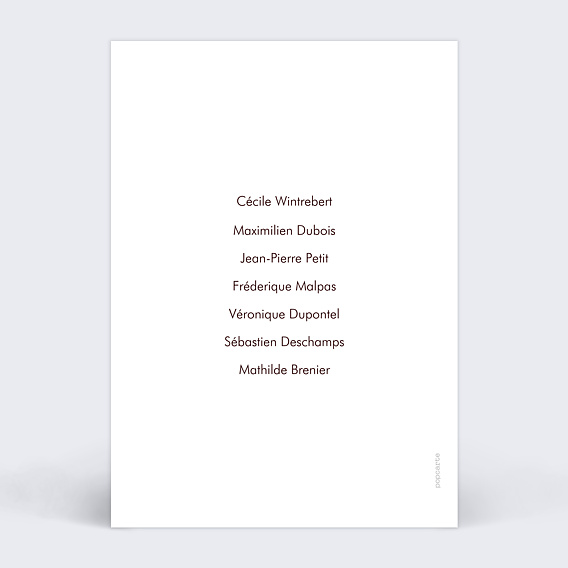 Marque-table mariage Jardin botanique Verso