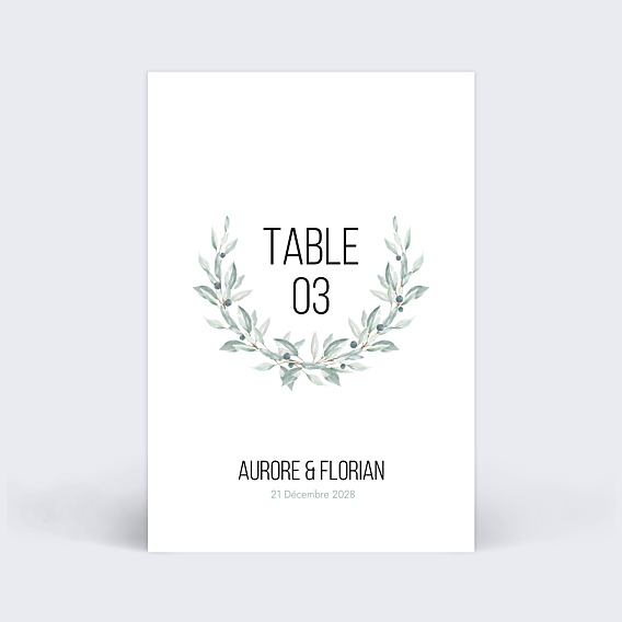 Marque-table Mariage Couronne d'Oliviers