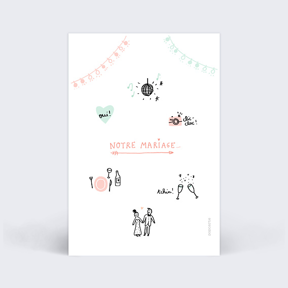 Marque-table mariage Mariage Illustré Verso