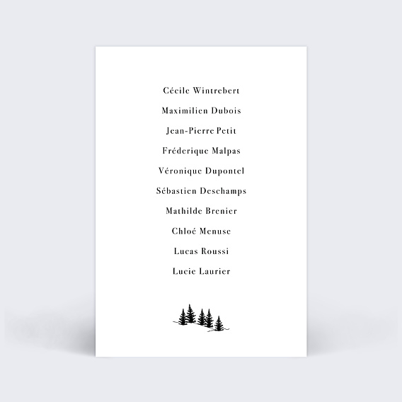 Marque-table mariage Idylle à la Montagne Verso