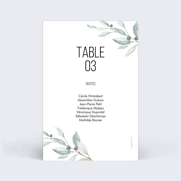 Marque-table Mariage Couronne d'Oliviers Verso