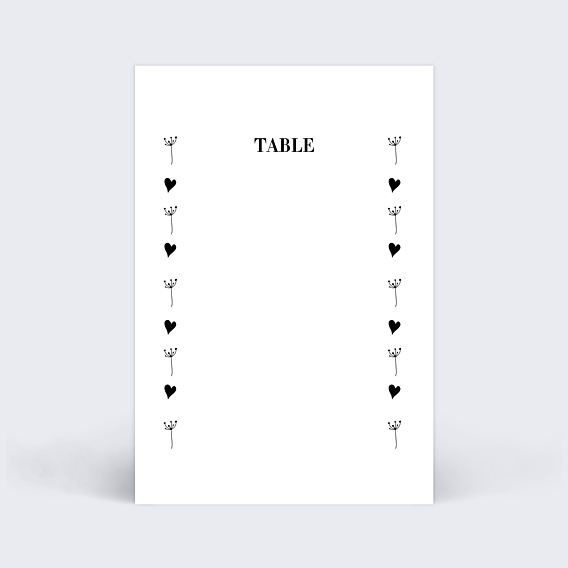 Marque-table Mariage Coeur Bucolique 