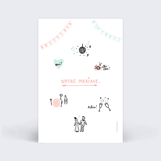 Marque-table Mariage Mariage Illustré
