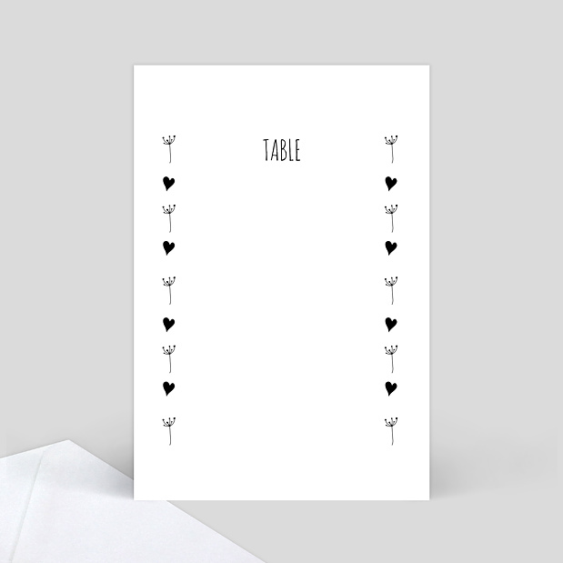 Marque-table Mariage Coeur Bucolique Verso